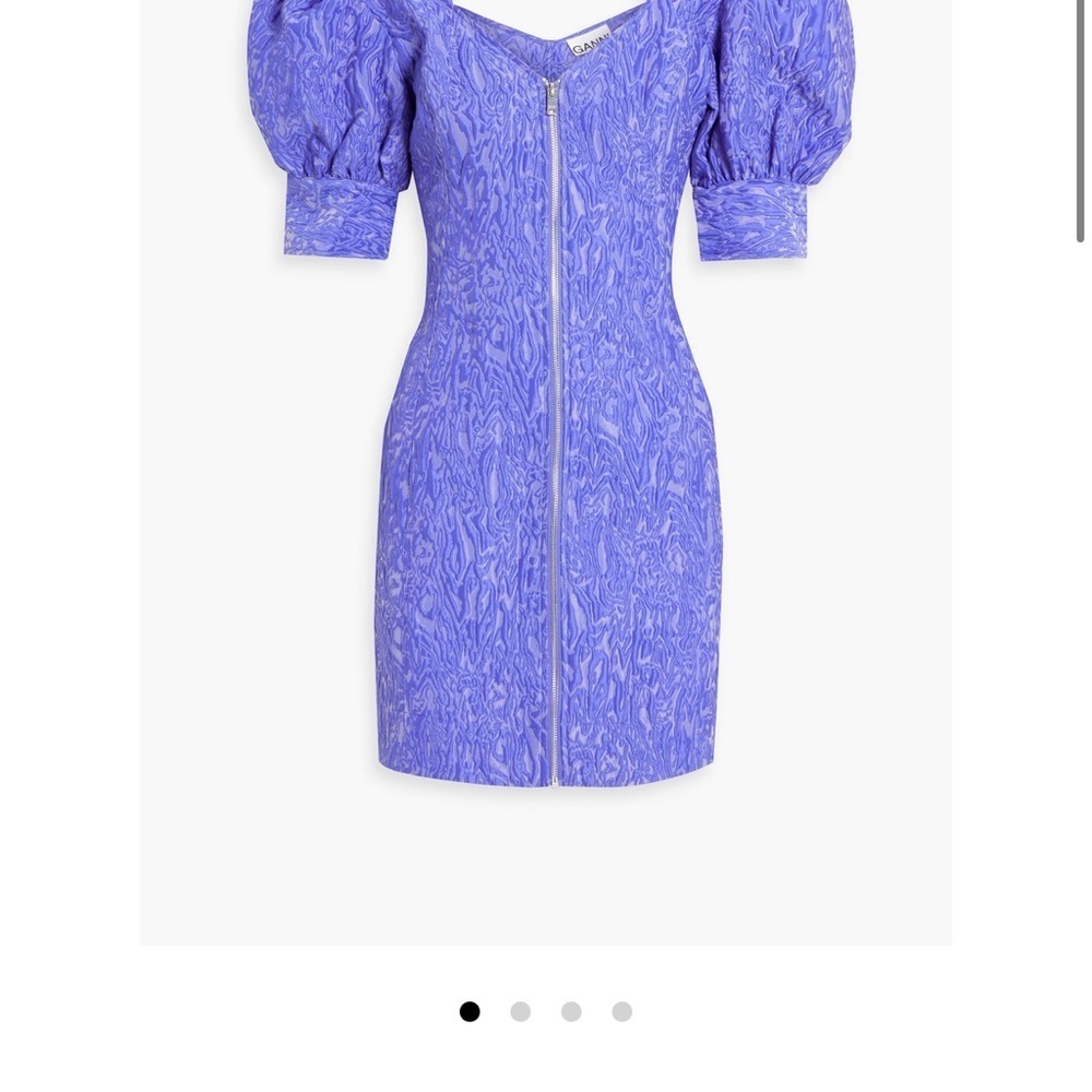 Ganni Cold-Shoulder Cloqu Mini Dress Purple Size Small